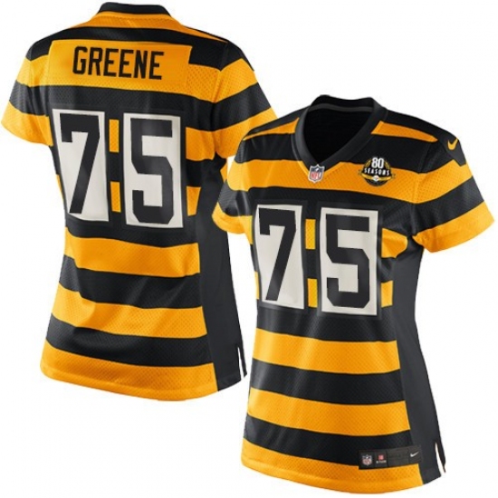 Women's Nike Pittsburgh Steelers #75 Joe Greene Limited Yellow/Black Alternate 80TH Anniversary Throwback NFL Jersey - Ujersey