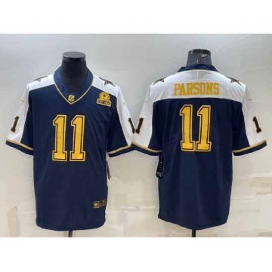 Men's Dallas Cowboys #11 Micah Parsons Navy Gold Edition With 1960 Patch Limited Stitched Football Jersey - Ujersey