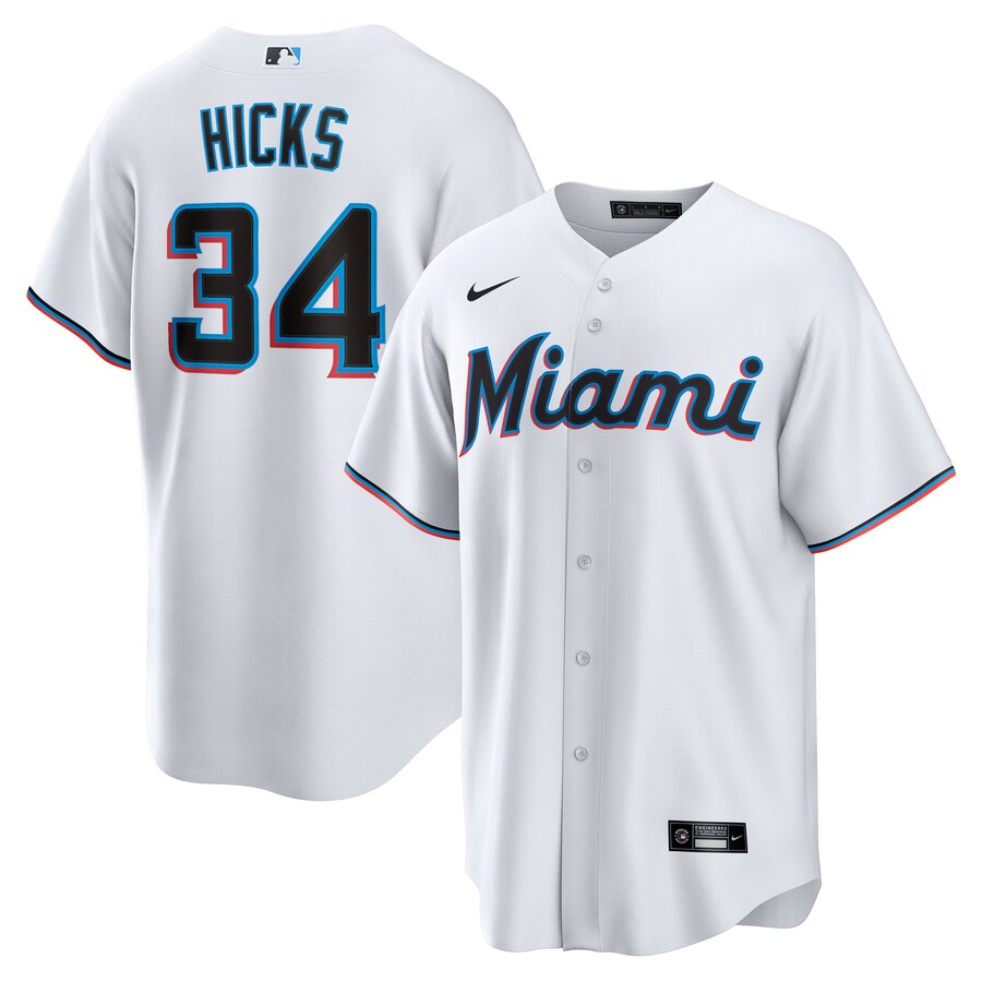 Men's Miami Marlins Liam Hicks Nike White Home Replica Jersey - Ujersey NHL