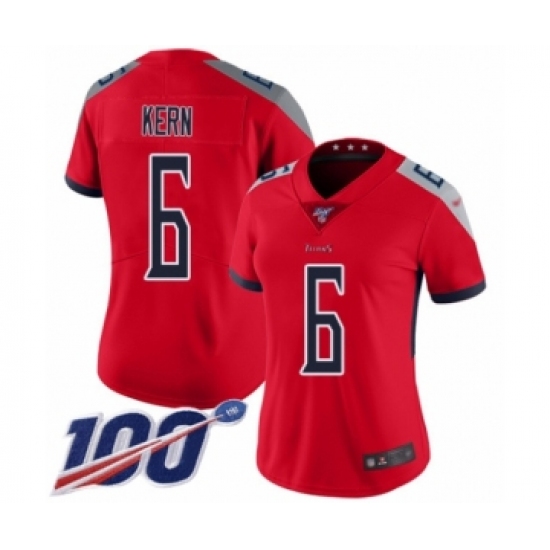 Women's Tennessee Titans #6 Brett Kern Limited Red Inverted Legend 100th Season Football Jersey - Ujersey