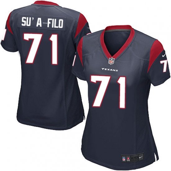 Women's Nike Houston Texans #71 Xavier Su'a-Filo Game Navy Blue Team Color NFL Jersey - Ujersey