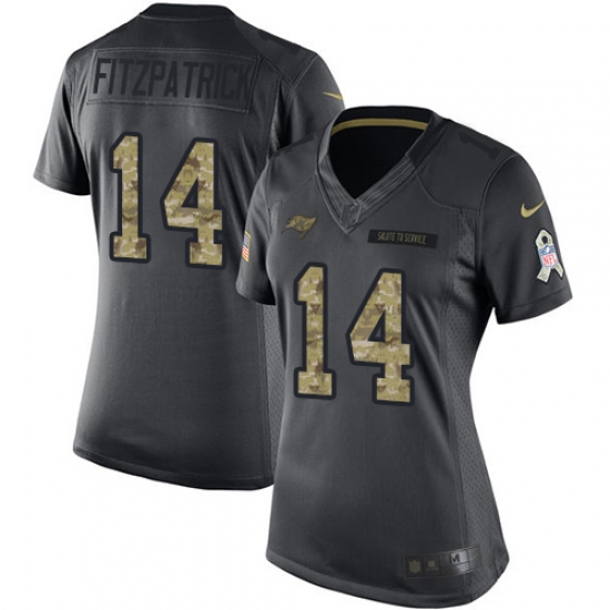Women's Nike Tampa Bay Buccaneers #14 Ryan Fitzpatrick Limited Black 2016 Salute to Service NFL Jersey - Ujersey