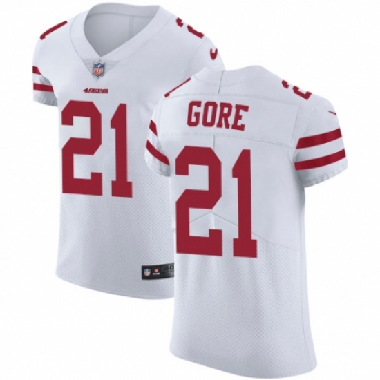 Men's Nike San Francisco 49ers #21 Frank Gore White Vapor Untouchable Elite Player NFL Jersey - Ujersey