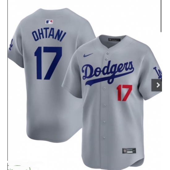 Men's Los Angeles Dodgers #17 Shohei Ohtani Gray Cool Base Stitched Baseball Jersey - Ujersey