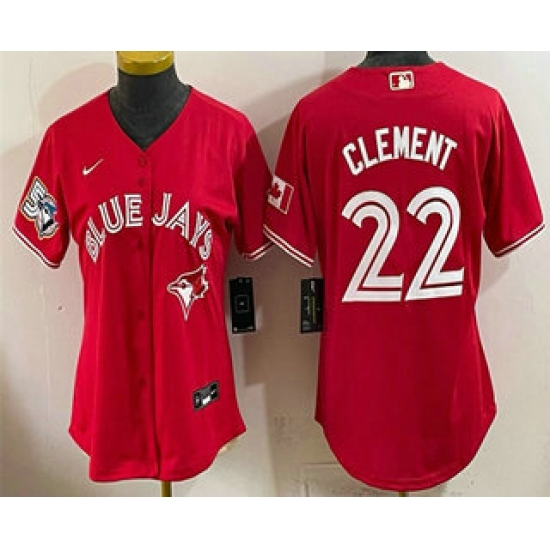 Women's Toronto Blue Jays #22 Ernie Clement Red 50 Seasons Stitched Jersey