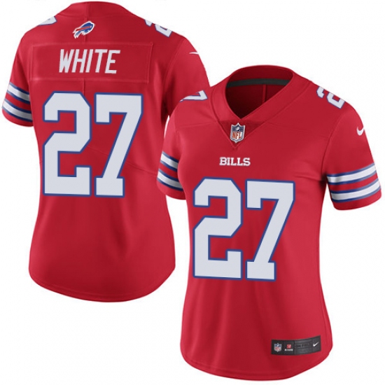 Women's Nike Buffalo Bills #27 Tre'Davious White Limited Red Rush Vapor Untouchable NFL Jersey - Ujersey