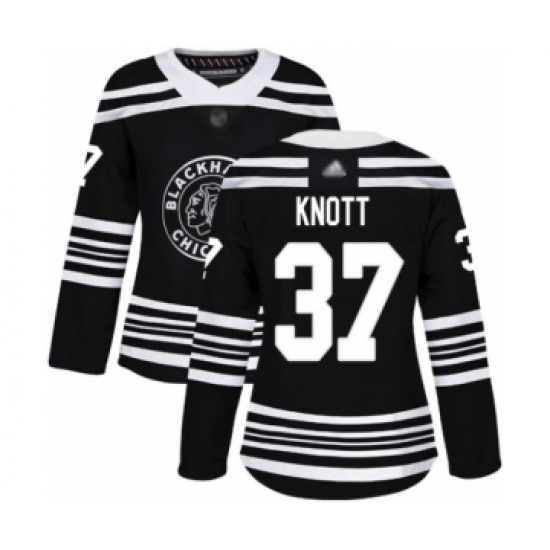 Women's Chicago Blackhawks #37 Graham Knott Authentic Black Alternate Hockey Jersey - Ujersey