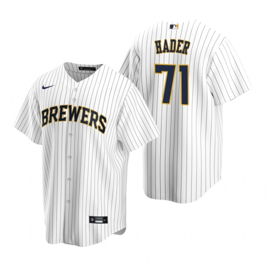 Men's Nike Milwaukee Brewers #71 Josh Hader White Alternate Stitched Baseball Jersey - Ujersey
