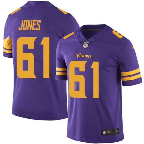 Men's Nike Minnesota Vikings #61 Brett Jones Limited Purple Rush Vapor Untouchable NFL Jersey - Ujersey