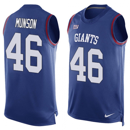 Men's Nike New York Giants #46 Calvin Munson Limited Royal Blue Player Name & Number Tank Top NFL Jersey - Ujersey
