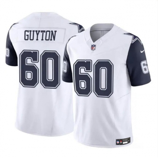 Men's Dallas Cowboys #60 Tyler Guyton White 2024 Draft F.U.S.E Color Rush Limited Football Stitched Jersey - Ujersey