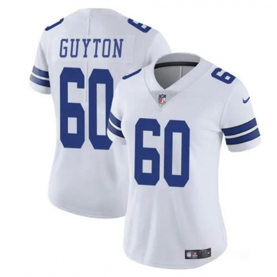 Women's Dallas Cowboys #60 Tyler Guyton White 2024 Draft Vapor Limited Football Stitched Jersey(Run Small) - Ujersey