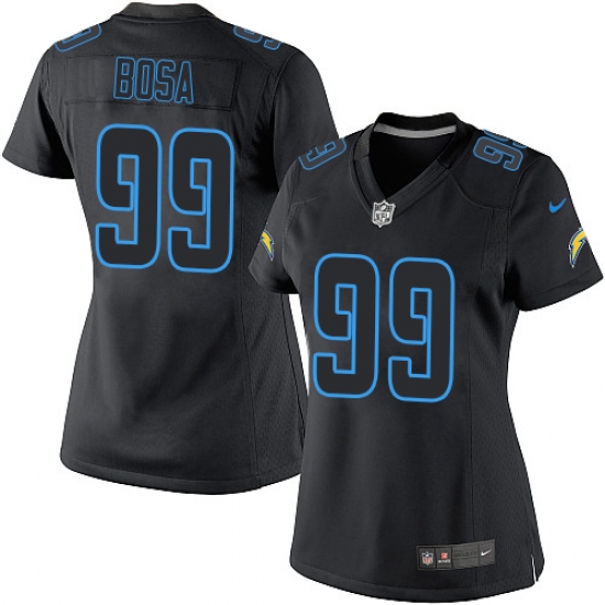 Women's Nike Los Angeles Chargers #99 Joey Bosa Limited Black Impact NFL Jersey - Ujersey