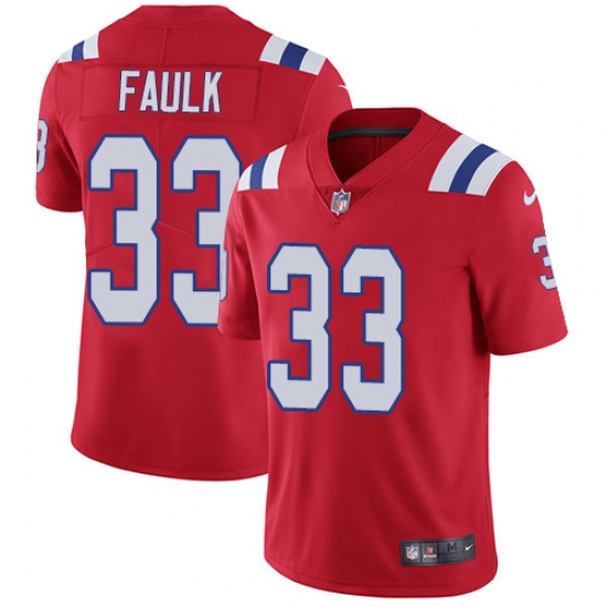 Men's Nike New England Patriots #33 Kevin Faulk Red Alternate Vapor Untouchable Limited Player NFL Jersey - Ujersey