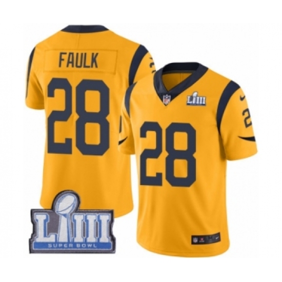Men's Nike Los Angeles Rams #28 Marshall Faulk Limited Gold Rush Vapor Untouchable Super Bowl LIII Bound NFL Jersey - Ujersey