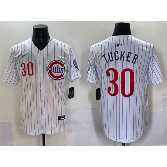 Men's Chicago Cubs #30 Kyle Tucker White Pinstripe 2nd Alternate Limited Stitched Baseball Jersey - Ujersey