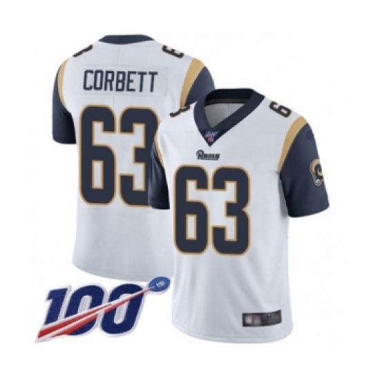 Youth Los Angeles Rams #63 Austin Corbett White Vapor Untouchable Limited Player 100th Season Football Jersey - Ujersey