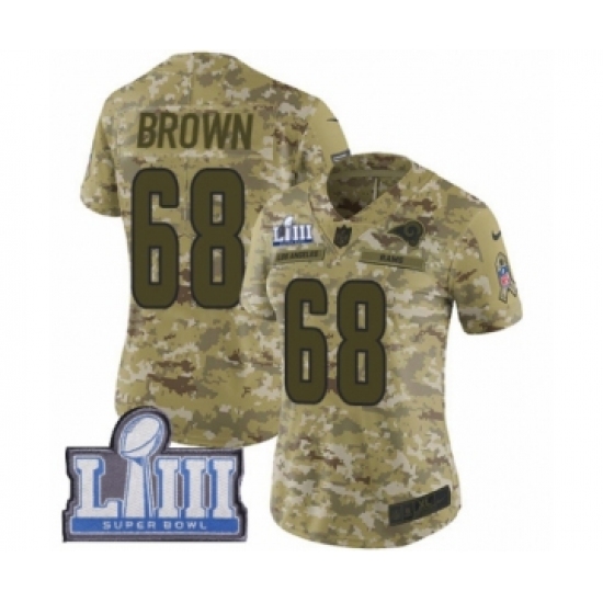 Women's Nike Los Angeles Rams #68 Jamon Brown Limited Camo 2018 Salute to Service Super Bowl LIII Bound NFL Jersey - Ujersey