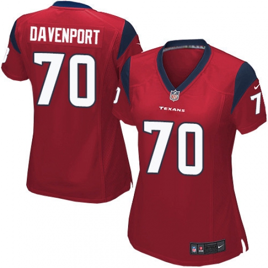 Women's Nike Houston Texans #70 Julien Davenport Game Red Alternate NFL Jersey