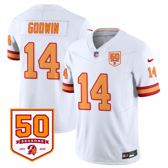 Men's Tampa Bay Buccaneers #14 Chris Godwin White 2025 F.U.S.E. 50th Anniversary Vapor Limited Football Stitched Jersey - Ujersey
