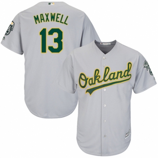 Youth Majestic Oakland Athletics #13 Bruce Maxwell Authentic Grey Road Cool Base MLB Jersey - Ujersey