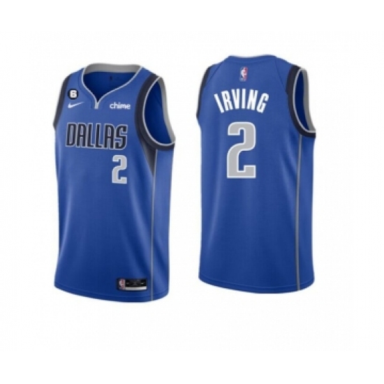 Men's Dallas Mavericks #2 Kyrie Irving Blue Icon Edition With NO.6 Patch Stitched Basketball Jersey - Ujersey