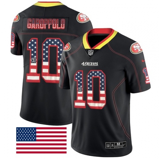 Men's Nike San Francisco 49ers #10 Jimmy Garoppolo Limited Black Rush USA Flag NFL Jersey - Ujersey