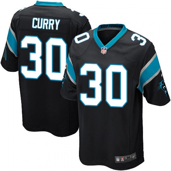 Men's Nike Carolina Panthers #30 Stephen Curry Game Black Team Color NFL Jersey - Ujersey