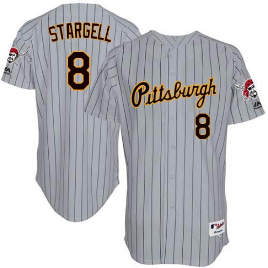 Men's Majestic Pittsburgh Pirates #8 Willie Stargell Replica Grey 1997 Turn Back The Clock MLB Jersey - Ujersey