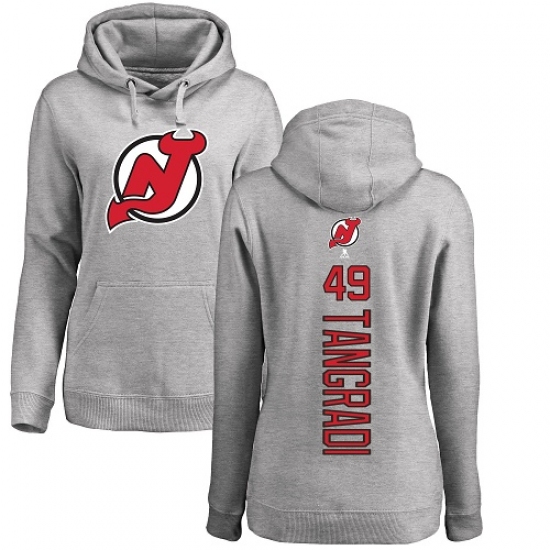 NHL Women's Adidas New Jersey Devils #49 Eric Tangradi Ash Backer Pullover Hoodie - Ujersey