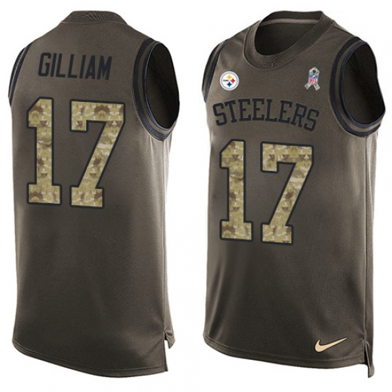 Men's Nike Pittsburgh Steelers #17 Joe Gilliam Limited Green Salute to Service Tank Top NFL Jersey - Ujersey