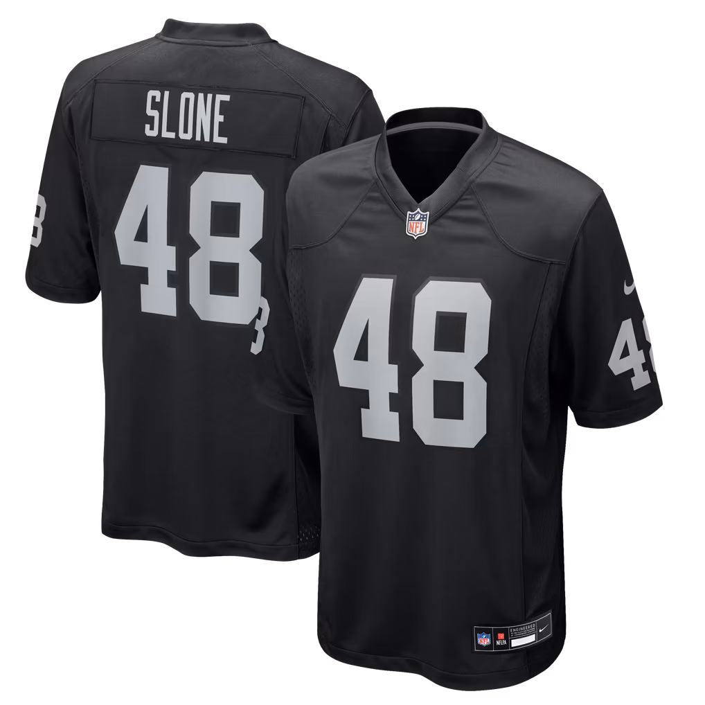 Men's Las Vegas Raiders Cian Slone Nike Black Team Game Jersey