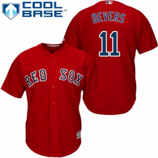 Youth Majestic Boston Red Sox #11 Rafael Devers Replica Red Alternate Home Cool Base MLB Jersey - Ujersey