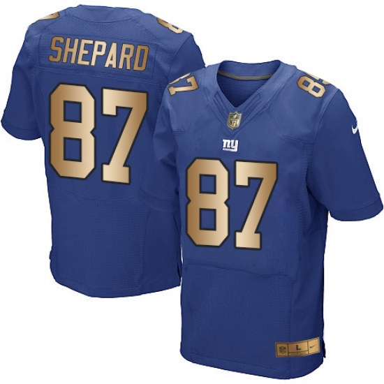 Men's Nike New York Giants #87 Sterling Shepard Elite Blue/Gold Team Color NFL Jersey - Ujersey