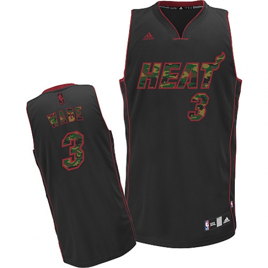 Men's Adidas Miami Heat #3 Dwyane Wade Swingman Black Camo Fashion NBA Jersey