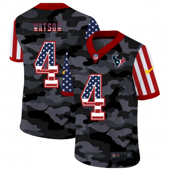 Men's Houston Texans #4 Deshaun Watson Camo Flag Nike Limited Jersey - Ujersey
