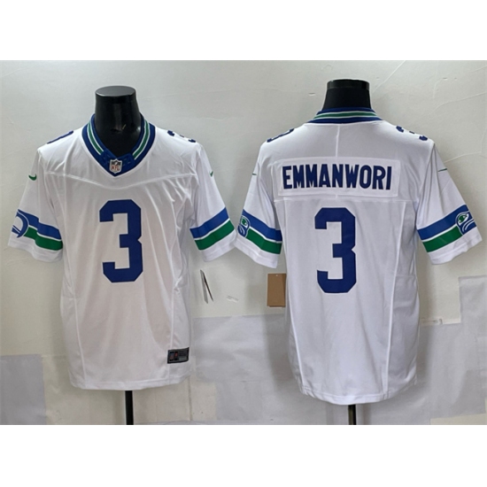 Men's Seattle Seahawks #3 Nick Emmanwori White F.U.S.E. Throwback Vapor Limited Football Stitched Jersey - Ujersey