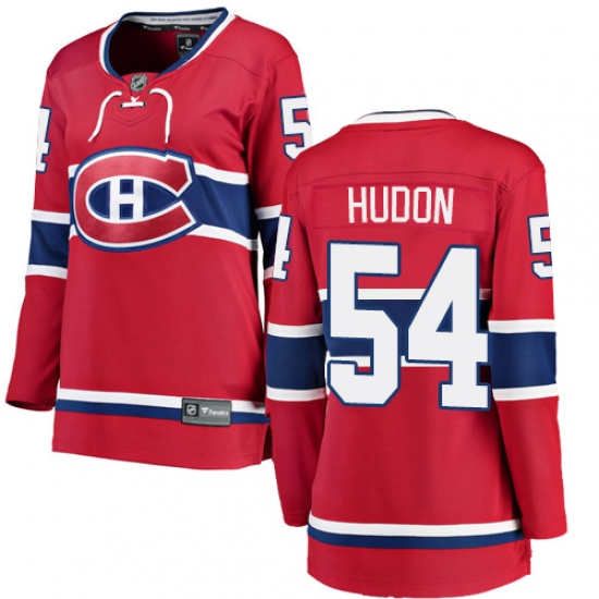 Women's Montreal Canadiens #54 Charles Hudon Authentic Red Home Fanatics Branded Breakaway NHL Jersey - Ujersey