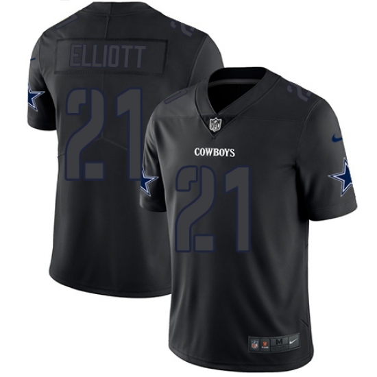 Men's Nike Dallas Cowboys #21 Ezekiel Elliott Limited Black Rush Impact NFL Jersey - Ujersey