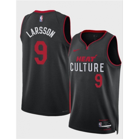 Men's Miami Heat #9 Pelle Larsson Black 2024 Draft City Edition Stitched Basketball Jersey - Ujersey