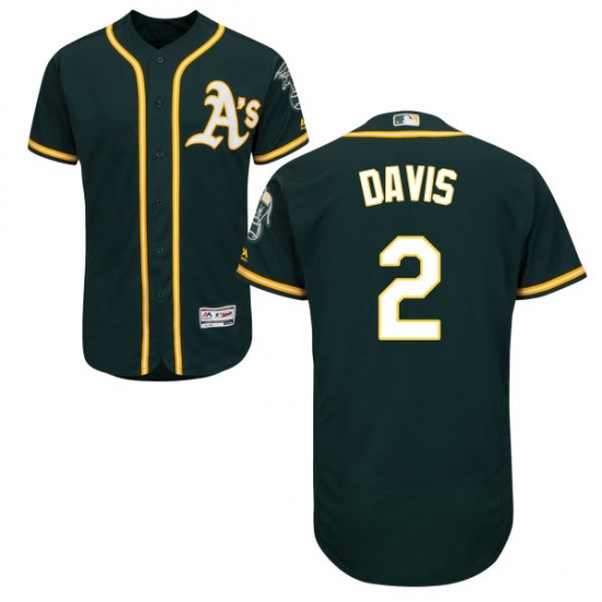 Men's Majestic Oakland Athletics #2 Khris Davis Green Flexbase Authentic Collection MLB Jersey - Ujersey