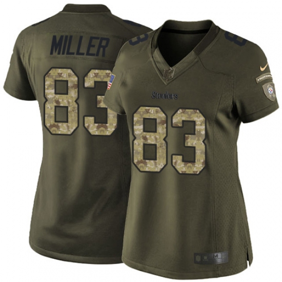 Women's Nike Pittsburgh Steelers #83 Heath Miller Elite Green Salute to Service NFL Jersey - Ujersey