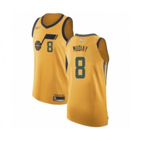 Men's Utah Jazz #8 Emmanuel Mudiay Authentic Gold Basketball Jersey Statement Edition - Ujersey