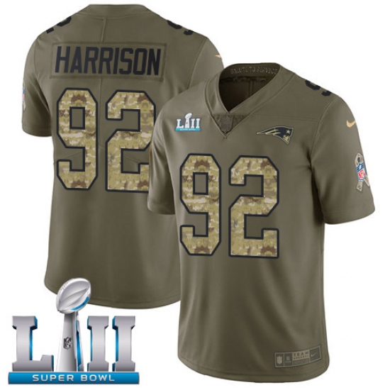 Youth Nike New England Patriots #92 James Harrison Limited Olive/Camo 2017 Salute to Service Super Bowl LII NFL Jersey - Ujersey