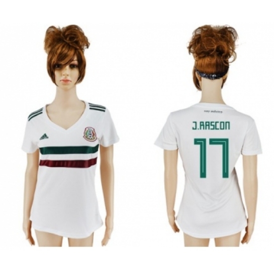 Women's Mexico #17 J.Rascon Away Soccer Country Jersey