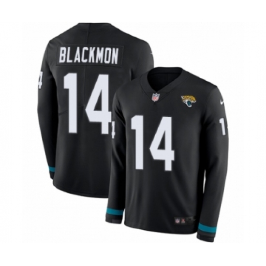 Men's Nike Jacksonville Jaguars #14 Justin Blackmon Limited Black Therma Long Sleeve NFL Jersey - Ujersey