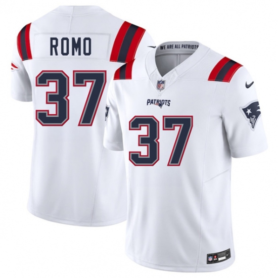 Men's New England Patriots #37 Parker Romo White 2025 F.U.S.E. Vapor Limited Football Stitched Jersey - Ujersey