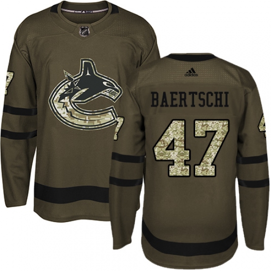 Men's Adidas Vancouver Canucks #47 Sven Baertschi Premier Green Salute to Service NHL Jersey - Ujersey