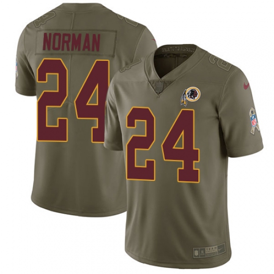Youth Nike Washington Redskins #24 Josh Norman Limited Olive 2017 Salute to Service NFL Jersey