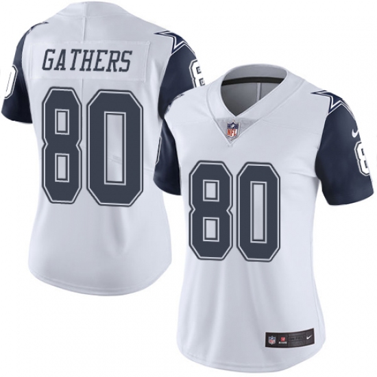 Women's Nike Dallas Cowboys #80 Rico Gathers Limited White Rush Vapor Untouchable NFL Jersey